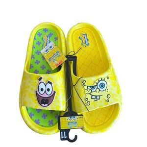 Ground Up Men’s Nickelodeon Sponge Bob Patrick Comfort Slides Yellow Size 11 NWT